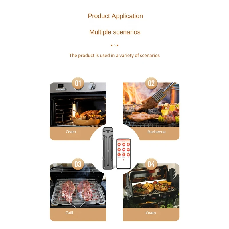 Wireless Meat Thermometer Digital With Probe 800Ft Remote Range Food For BBQ Grill