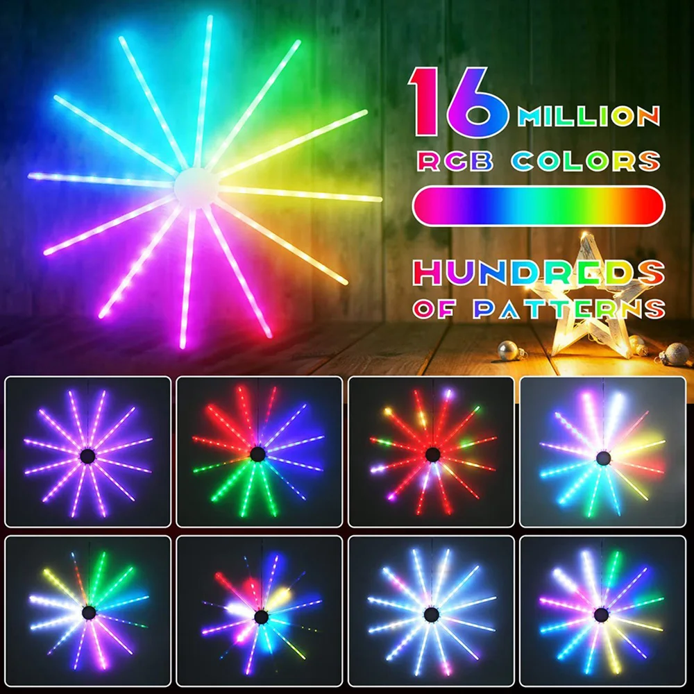 

LED Firework Colorful Lamp String Smart DIY Wall Backlight IP65 Waterproof Atmosphere Night Light for Home Wedding Party Decor