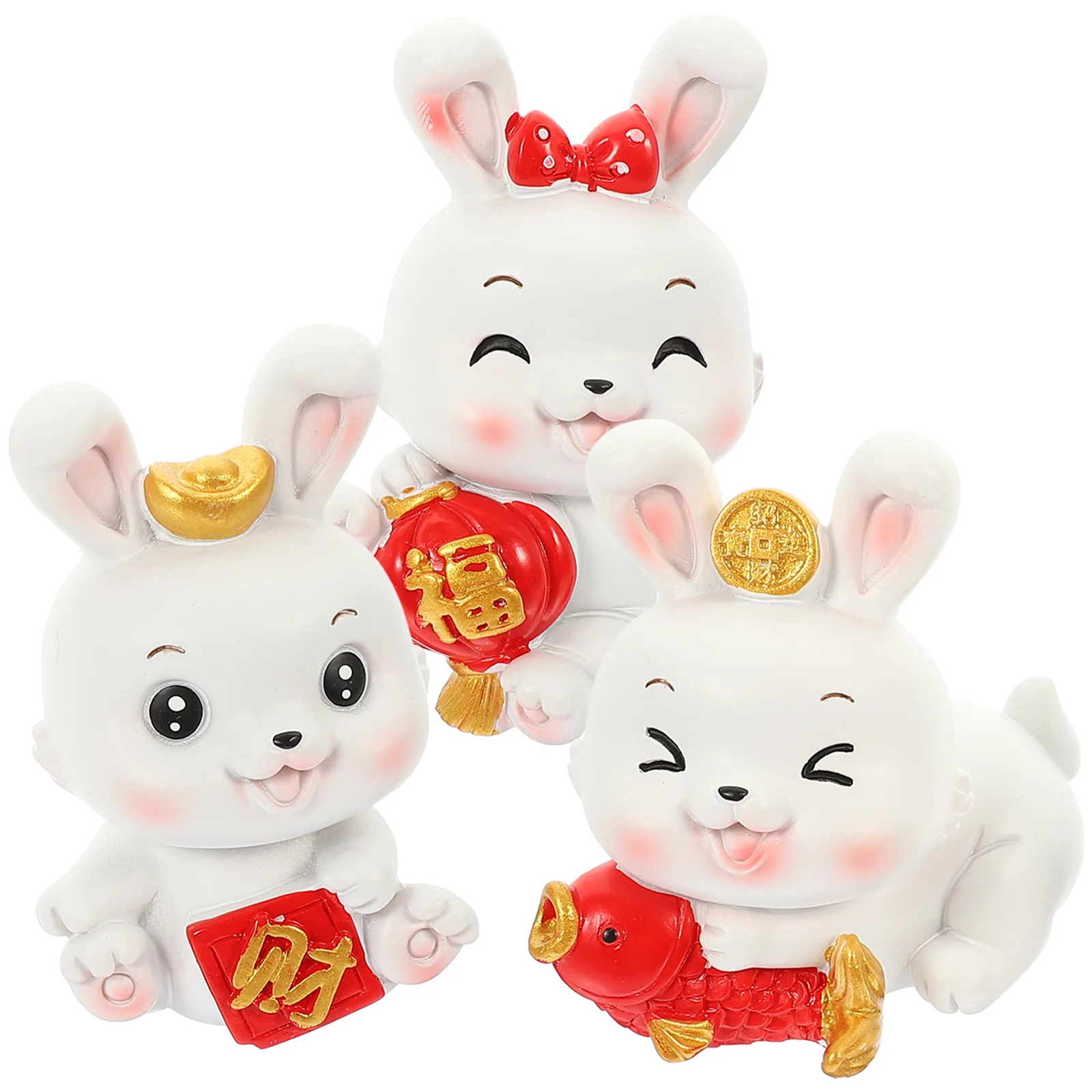 

Rabbit Bunny Figurine Figurines Zodiac Statue Chinese Toy Animal Resin Year Miniature Decorative Figure Micro Shui Ornament Feng