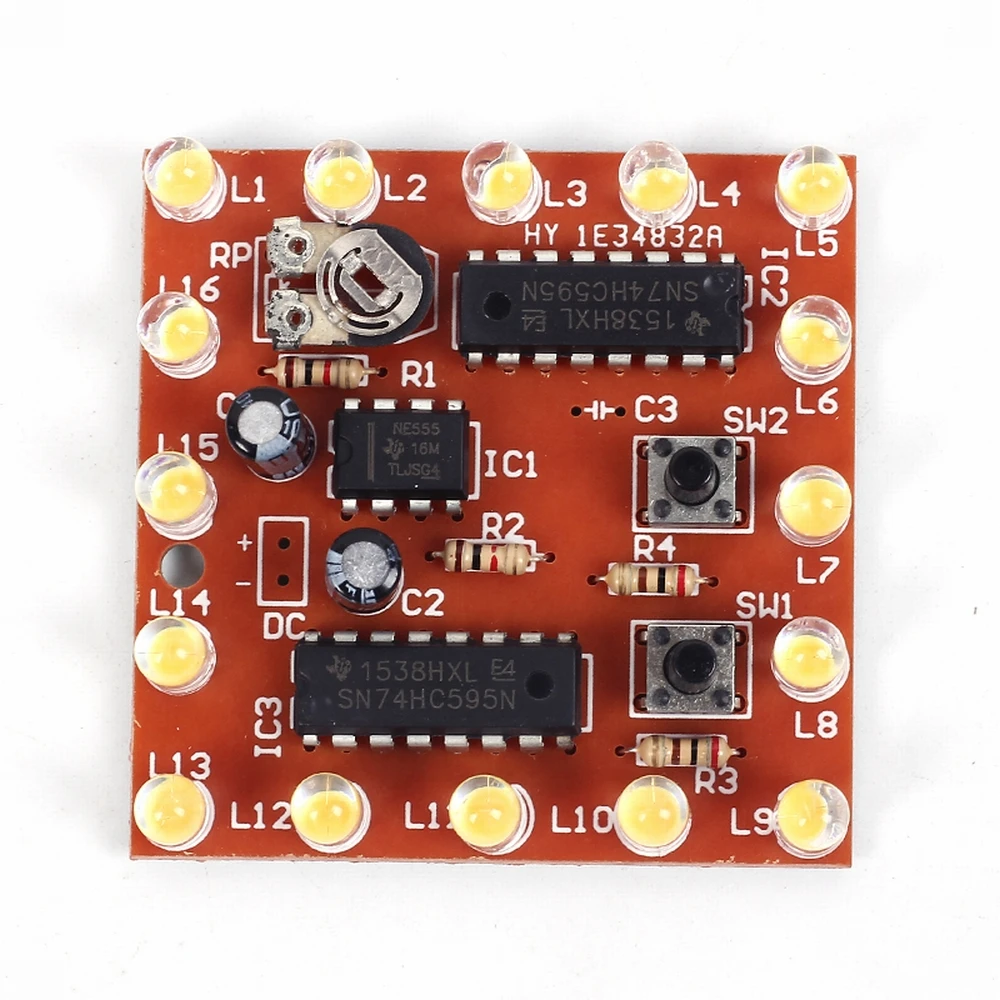 NE555+74HC595 16Bit 16 Channel Water Flowing Lights Marquee Lamp LED Module DIY Kits Electronic Soldering Training Suite - купить по