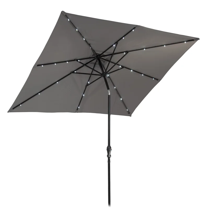 

8' Gray Octagon Market, Tilting and Lighted Patio Umbrella