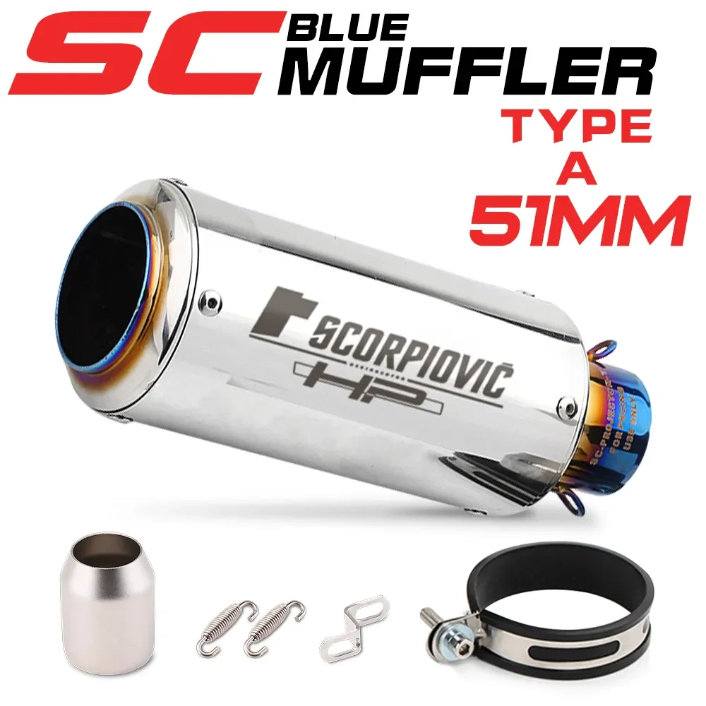 

51mm/60mm motocross motorcycle muffler Motorcycle exhaust for Yamaha r3 r6 fz6 mt07 09 10 tmax 530 tmax500 z900rs mt03 mt07