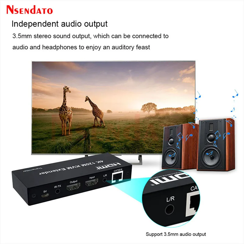 4K 120M HDMI KVM Extender over RJ45 Ethernet Cat5e/6 удлинитель кабеля USB видео передатчик приемник