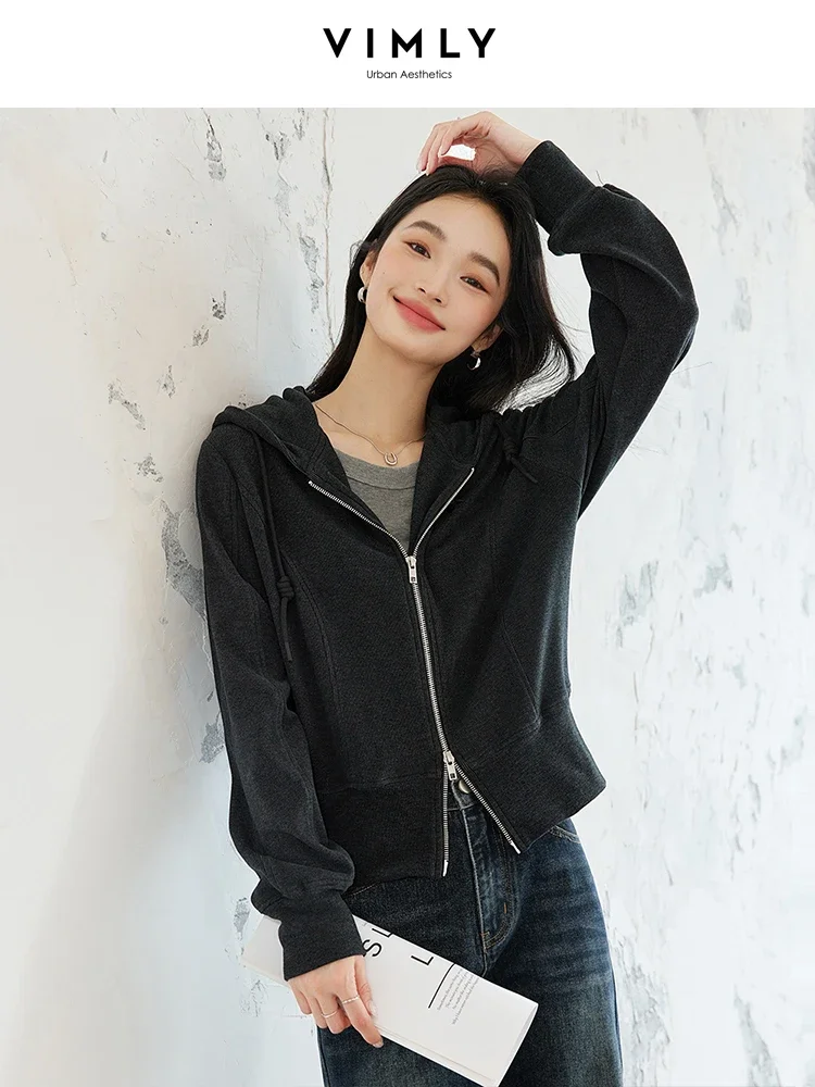 Куртка женская офисная с капюшоном на молнии длинным рукавом