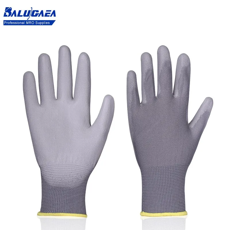 

1 Pair Work Gloves Economy Polyester PU Coated Palm Fingertips Gloves Safety Supplies For Mechanic Security Protection