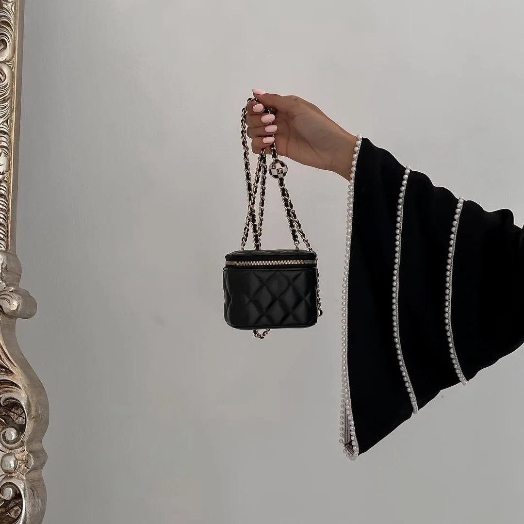 Ид из бисера Абая Дубай Роскошные черные абайи для женщин Кардиган Мусульманское