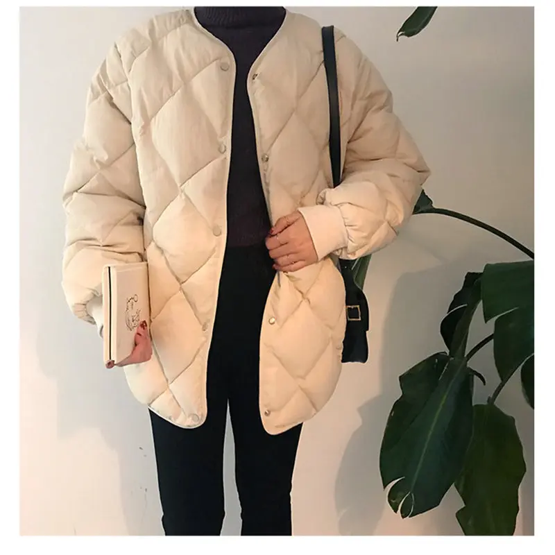 2021 Winter New Office Thicken Windbreaker Coat Women Warm High Quality Fashion Casual Loose Cotton Coats Long Sleeve Outerwear