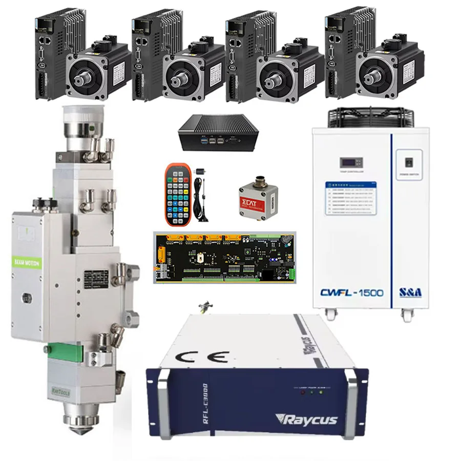 Фото Волоконно-лазерная головка Raytools BM110 XC3000PLUS 1500W 2000W 3000W MAX, волоконно-лазерный источник RAYCUS, водяной охладитель, сервопривод Huichuan 750W 400W. №3