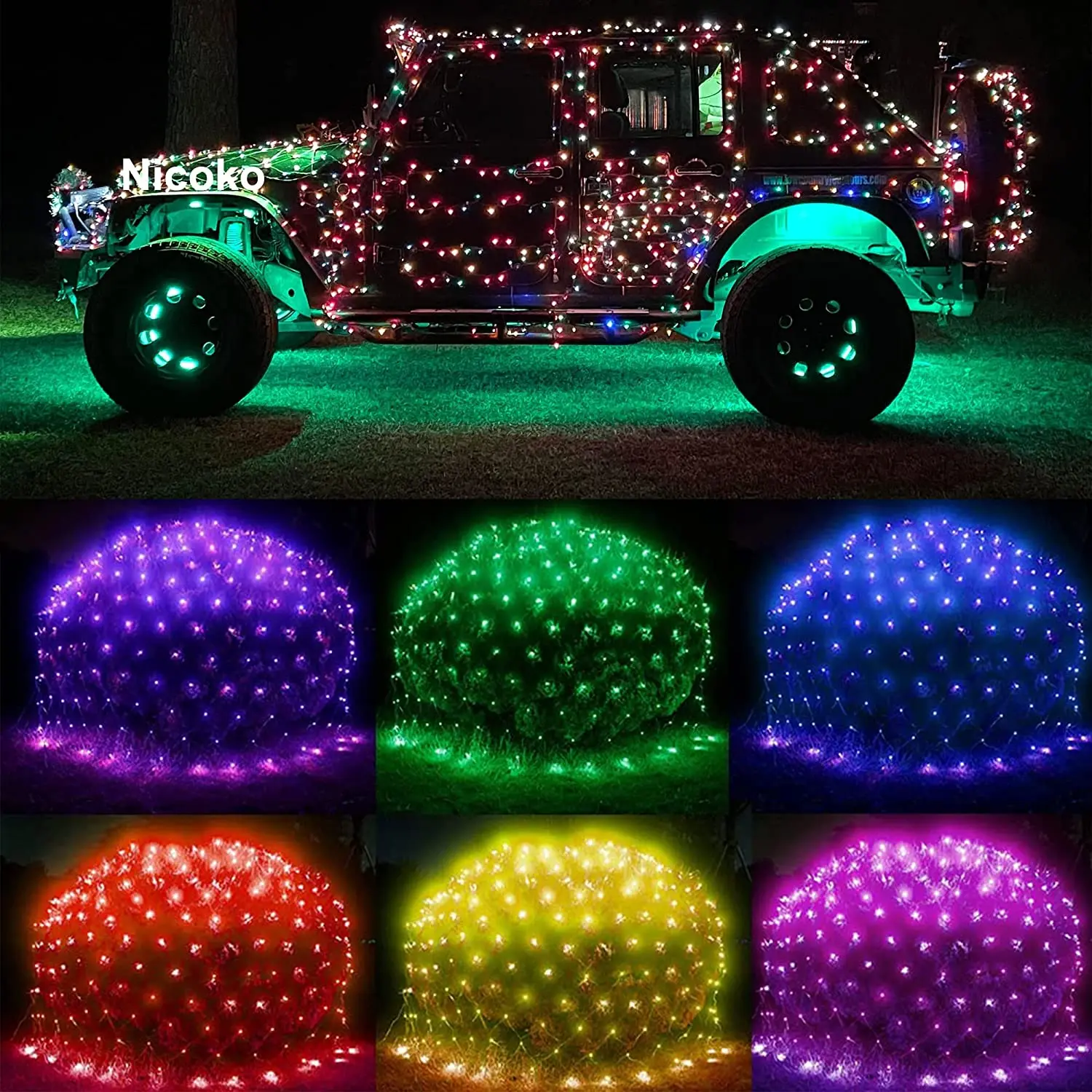 

Battery Operated 200LED 8 Modes Multi Color Net Mesh Lights 9.8x6.6Ft Waterproof Wide Angle LED Curtain Lights for Vehicle Xmas