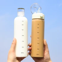 time marker glass water bottle transparent coffee mug portable tumbler with straw reusable container strawberry milk coffee cup