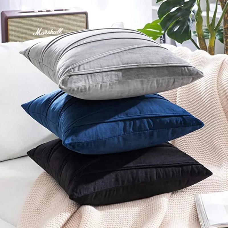 

Inyahome Decorative Velvet Throw Pillow Covers Cushion Case with Zipper Soft Cozy Bedroom Sofa Couch Decor Coussin Canapé