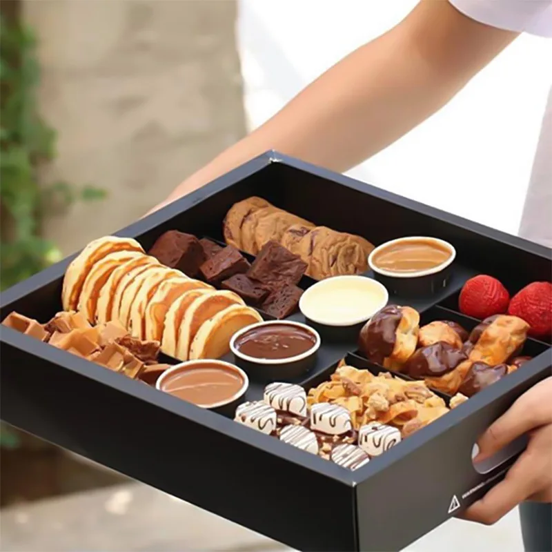 

Flavor Packaging Afternoon Tea Hen Party Custom Tart Waffle Brownie Pastry Takeaway Box Fruit Food Snack Party Paper Treat Box