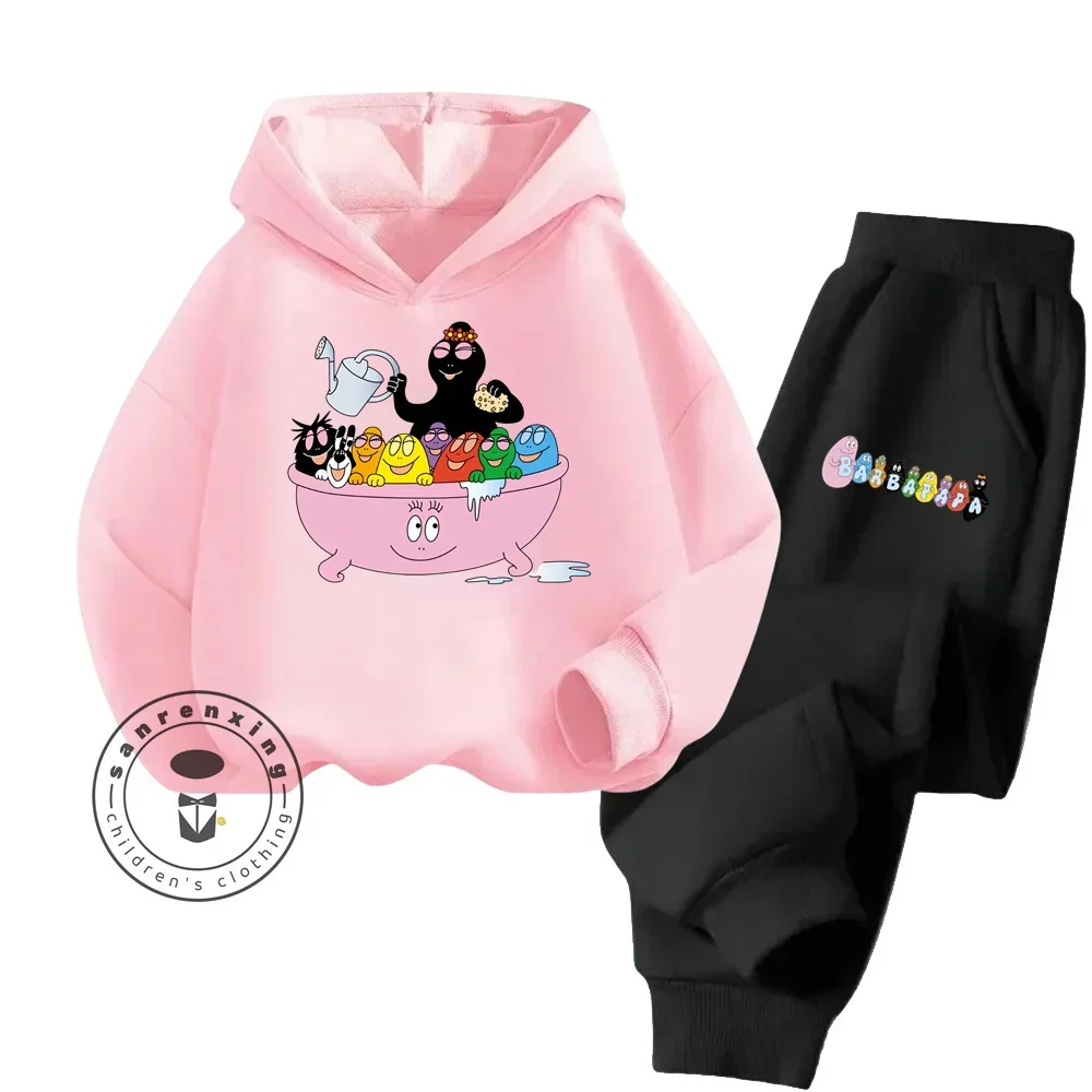 Повседневный детский комплект из хлопка с капюшоном и принтом длинными рукавами