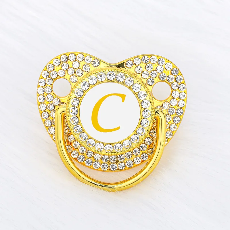 

Newborn Silicone Pacifier Gold Baby Rhinestones Pacifier Diamond Infant Nipple BPA Free Dummy Baby Pacifier Baby Soother