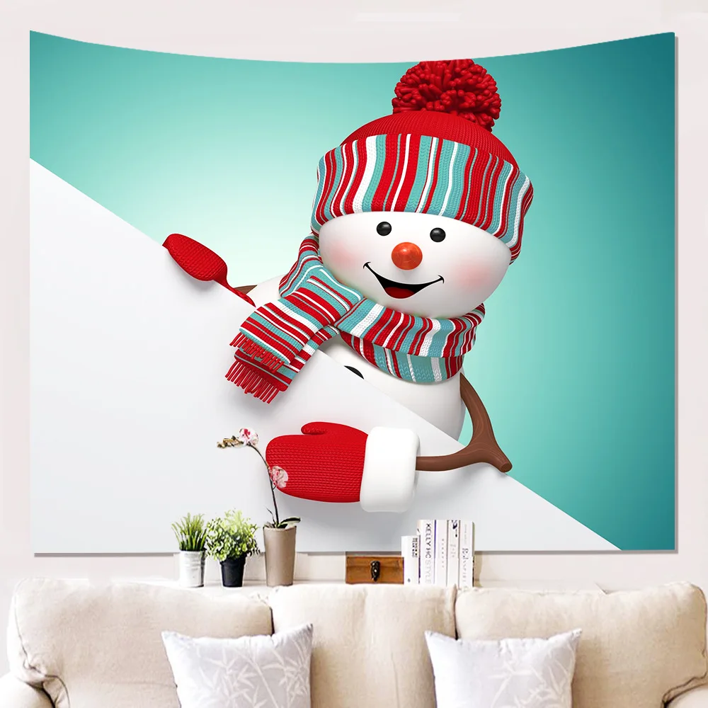 

Home Custom 3D Snowman Wall Cloth Hanging Background Cloth Hanging Painting Tapestry Wall Decoration Tapestry Dorm Room Decor