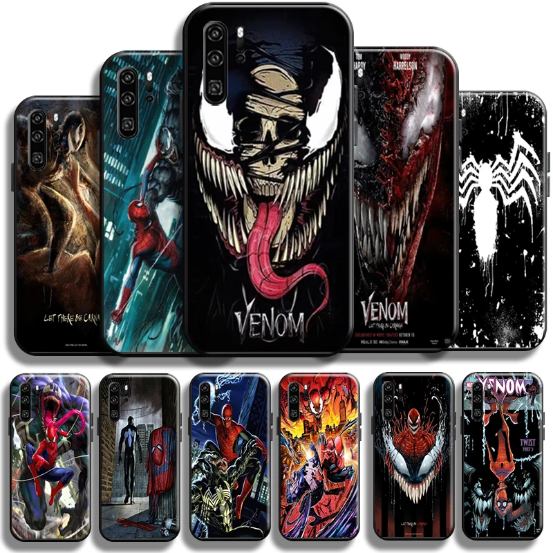 

Marvel Venom Spiderman For Huawei P30 P30 Lite P30 Pro Phone Case Cover Liquid Silicon Funda Back Cases Full Protection Black