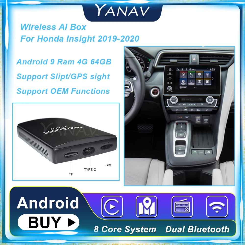 

Автомобильная Беспроводная ИИ-приставка на Android 9, 4 ГБ, 64 ГБ, для автомобиля Honda vision 2019-2020, автомобильная смарт-приставка, подключи и работай, б...