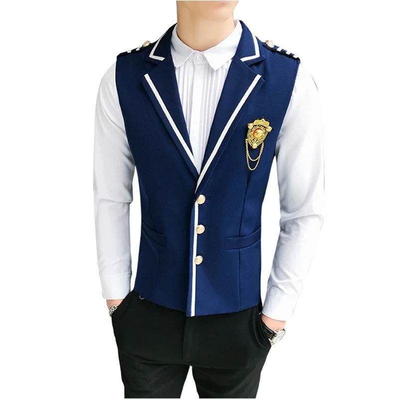 

New Turndown Collar Solid Vest Men Plus Size Chaleco Hombre Single Breasted Business Formal Wear Suit Vests For Men 2019 Spring