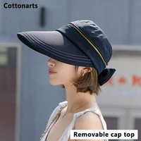 women fashion removable cap top empty top caps ladies double sided wear zipper sun hat shading cap wide brim anti uv beach hats