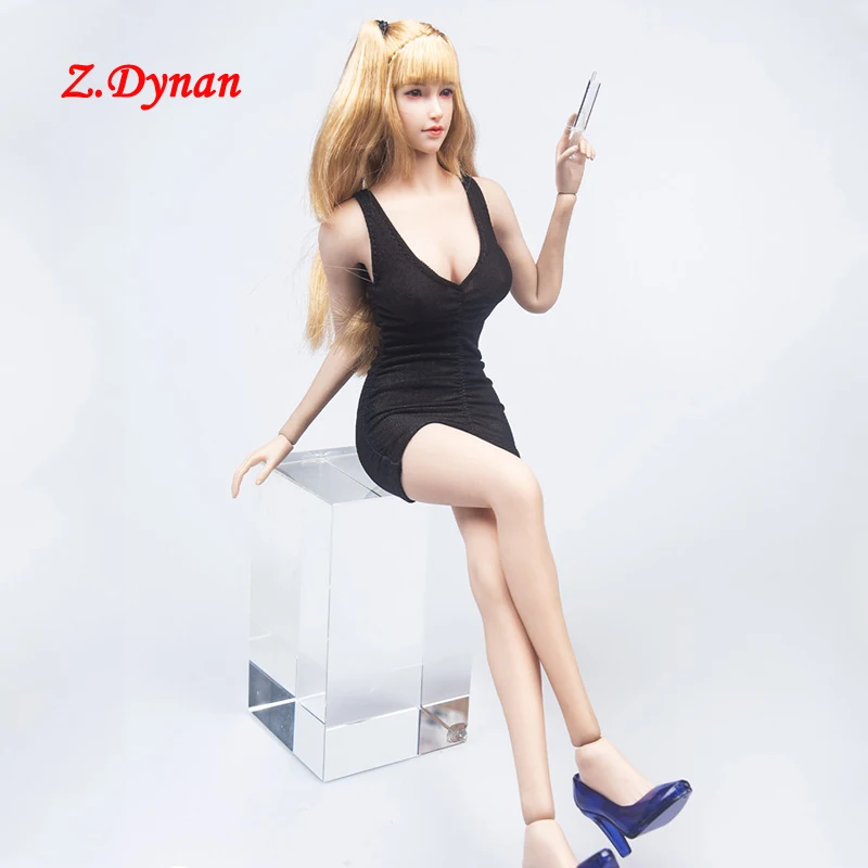 

Черное платье-жилет с глубоким вырезом, 1/6 масштаб тим142 для 12-дюймовой экшн-фигурки, кукольная одежда