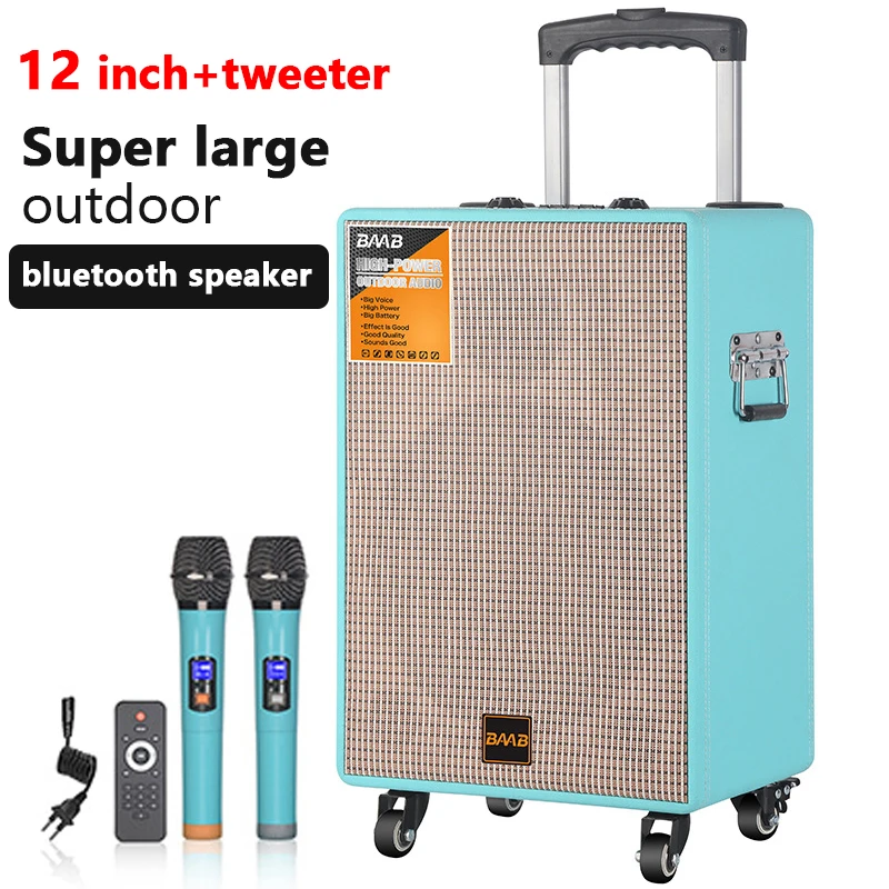 12 inch Bluetooth Speaker Column Subwoofer K Song Boombox Outdoor Portable Square Dance Speaker Wireless Microphone TWS TF AUX