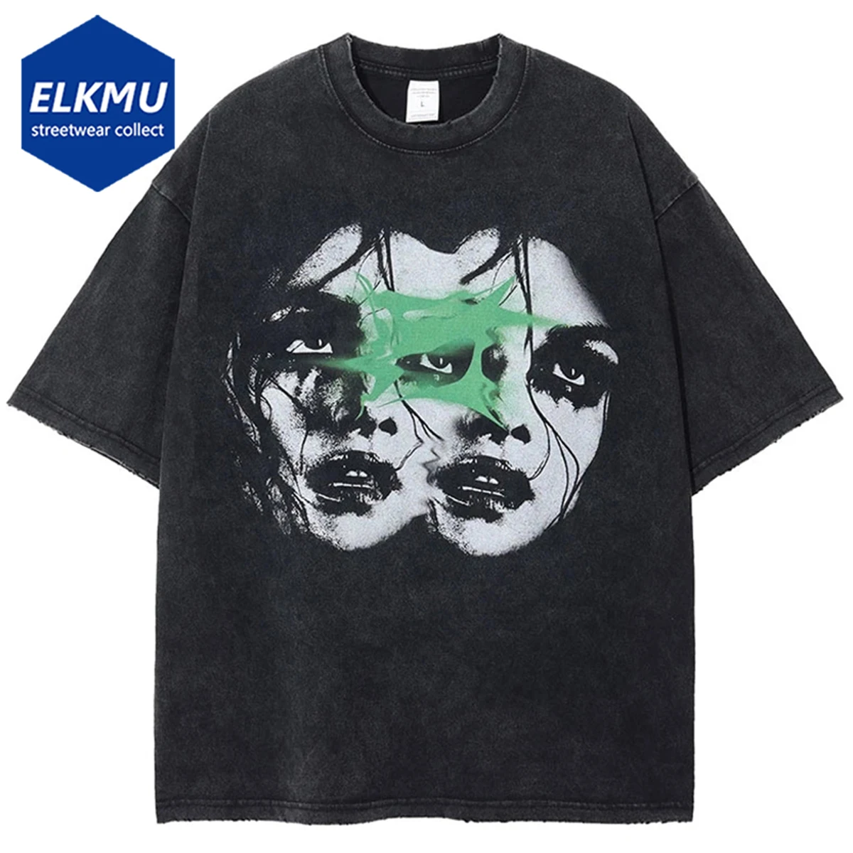 

Винтажная Мужская футболка в стиле хип-хоп, уличная одежда с графическим принтом в стиле панк, готика, промытая футболка, модная повседневная свободная хлопковая рубашка в стиле Харадзюку
