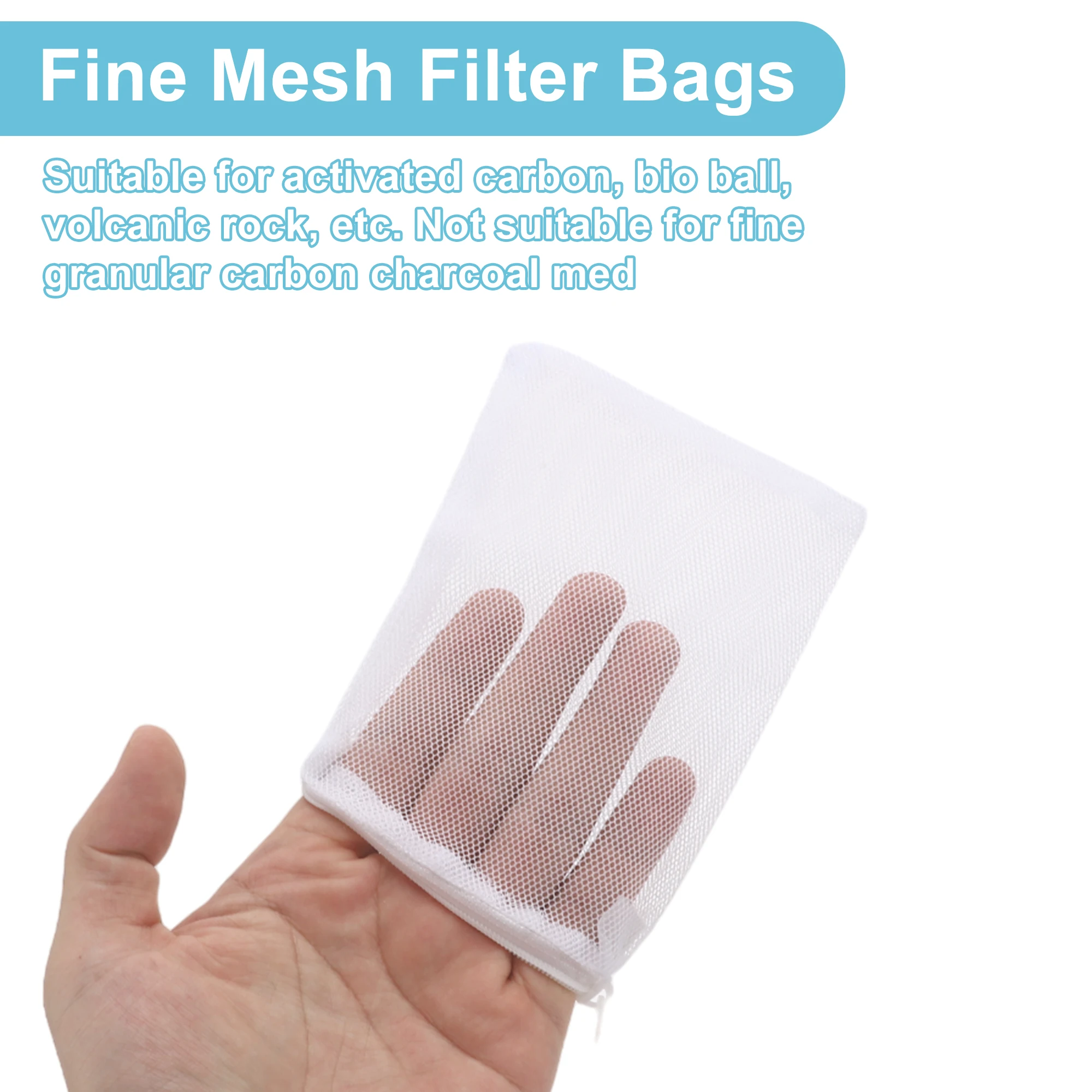 UXCELL Worki filtrujące do akwariów Drobne worki z siatki na zamek błyskawiczny Siatkowe filtrów żywicy węglem aktywnym