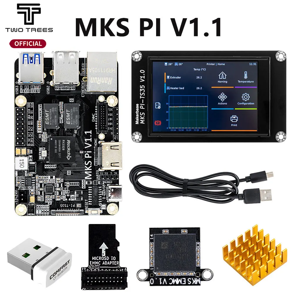 

Makerbase MKS PI Board with Quad-core 64bits SOC Onboard Runs Klipper & KlipperScreen for Voron VS Raspberry Pi RasPi RPI