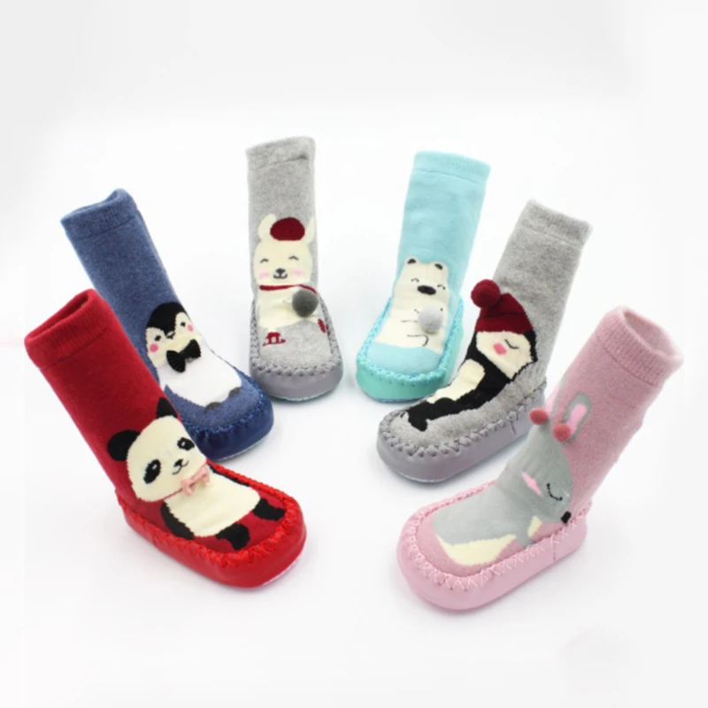 

Baby Sock Shoes For Autumn Winter Animal Styles Cute Baby Floor Shoes High-top Soft-soled Shoes Anti-slip First Walkers