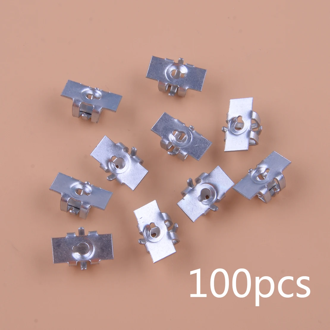 

11588852 100Pcs Radiator Grille Push Nut Silver Fit for GM Trucks C K 1 2 3 Dorman 42136 Auveco 18153 PAS9199 15703799 10215577