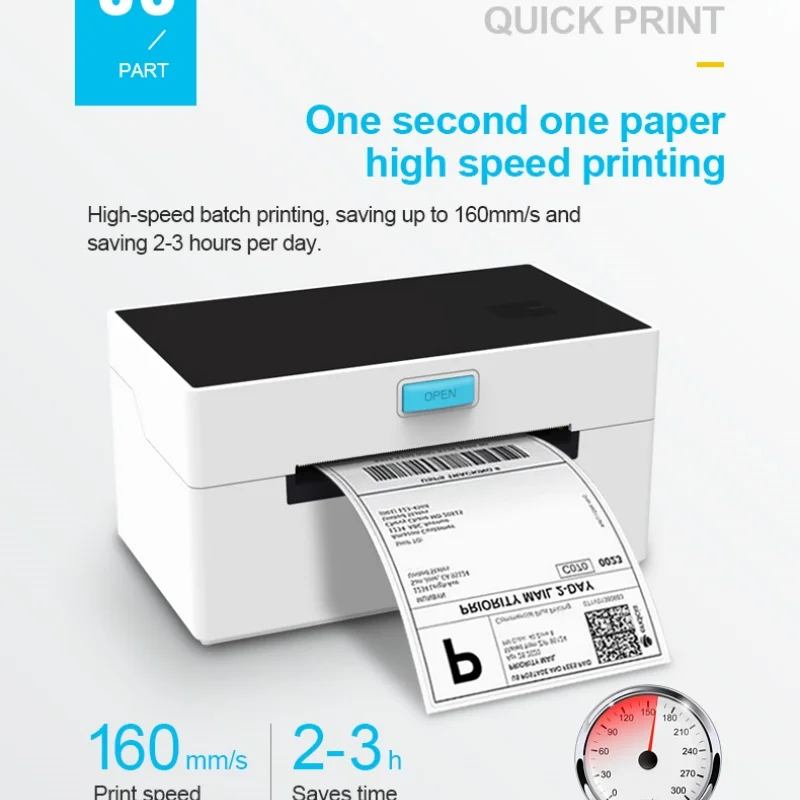 ZJ-9220 Термопринтер этикеток Эффект печати Дисплей с резаком для зубов Разрыв