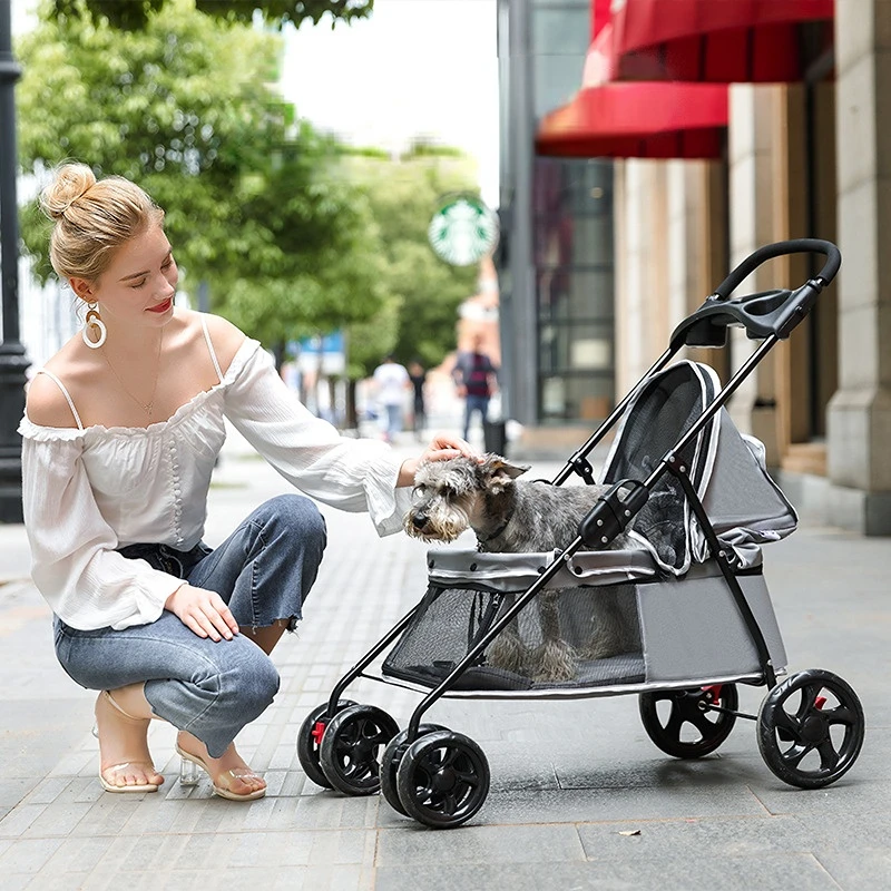 

Breathable Carrier for Dogs Folding Design Dog Car Universal Pulley Car Dog Basket Fashion and Durable Stroller for Animals