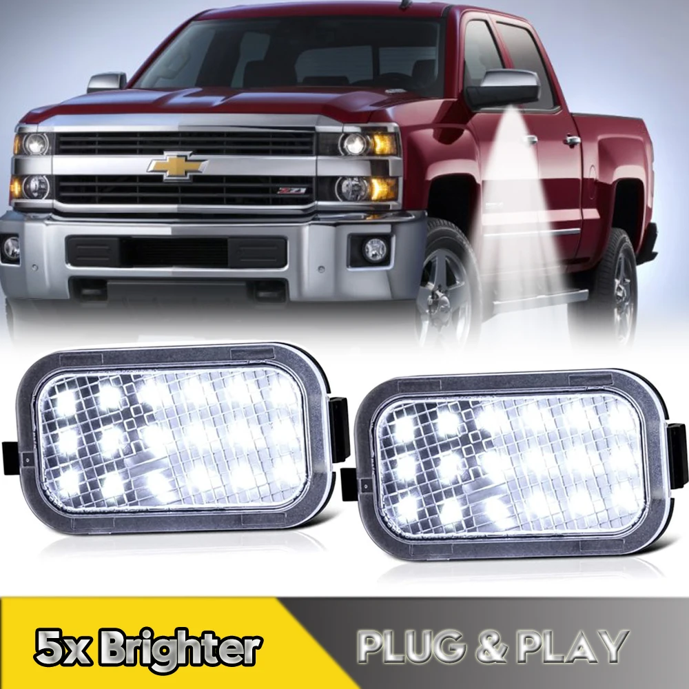 

2x Side Mirror Led Puddle Light Lamps Assembly For Chevrolet Tahoe Suburban Gmc Yukon 2014 Chevy Silverado 2500hd 3500 Hd