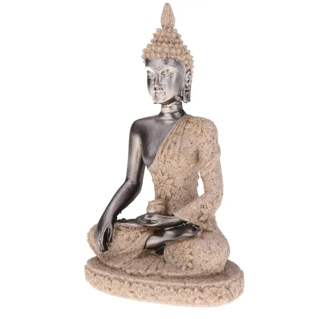 

2X buddhist buddha monk figurine sculpture statue home decor beige