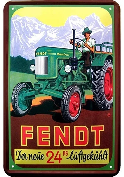 

New Tin Sign Tractor Fendt Advertising Retro Metal Sheet Metal Sign