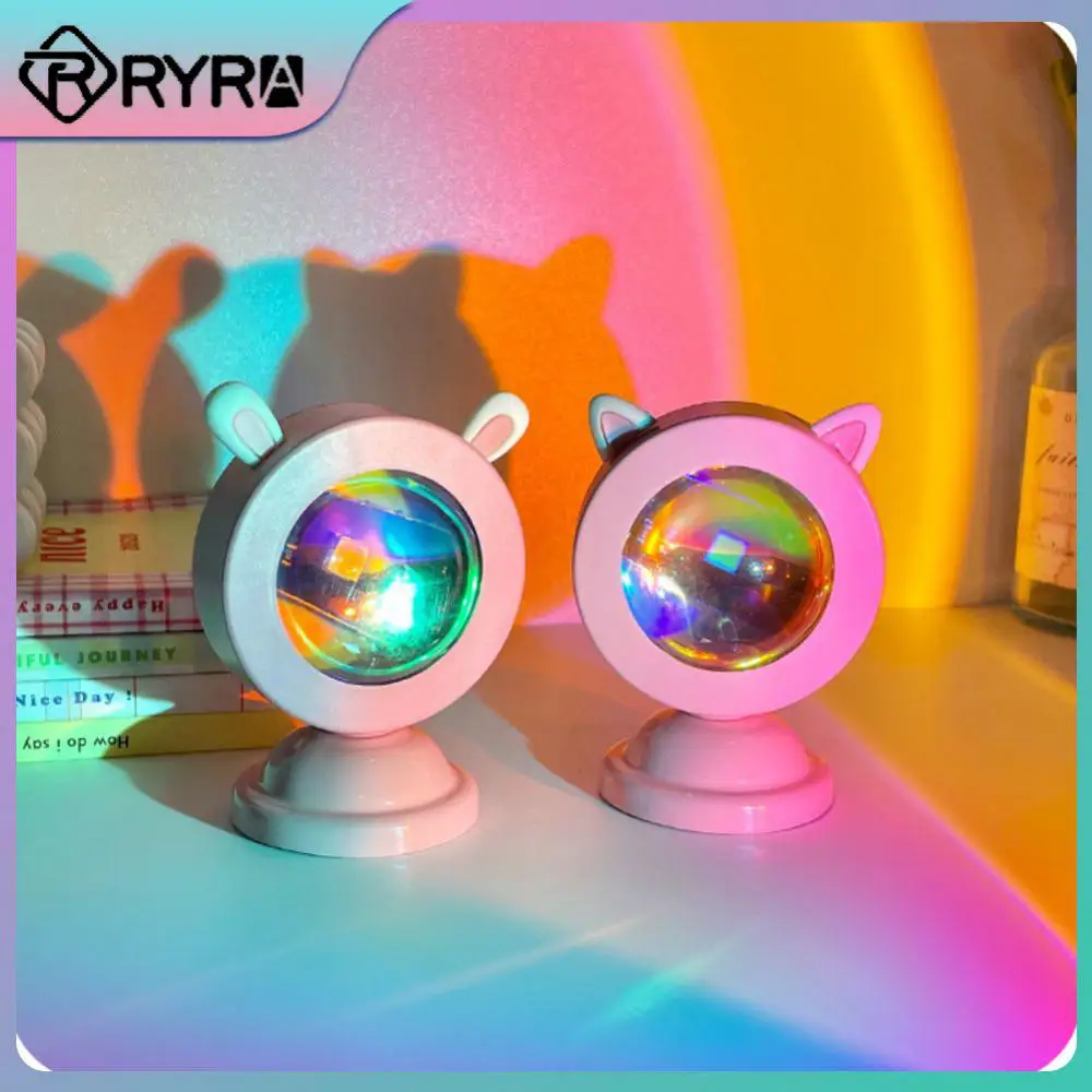 Creative Photography Desk Lamp Mini Cat Ears Rgb Atmosphere Lamp Colorful Rabbit Ears Desktop Decoration Cute Night Light