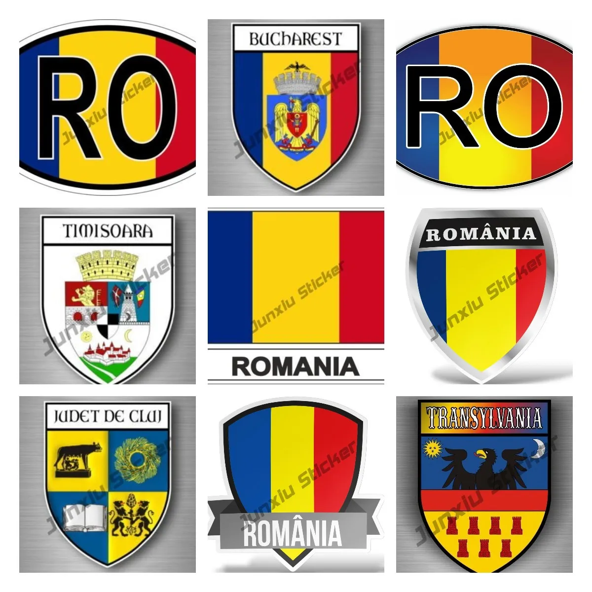 

Romania Car Sticker Romania Flag Map Country Code Ro City Shield Crest Decal Cover Scratches Accessories Waterproof Decoration