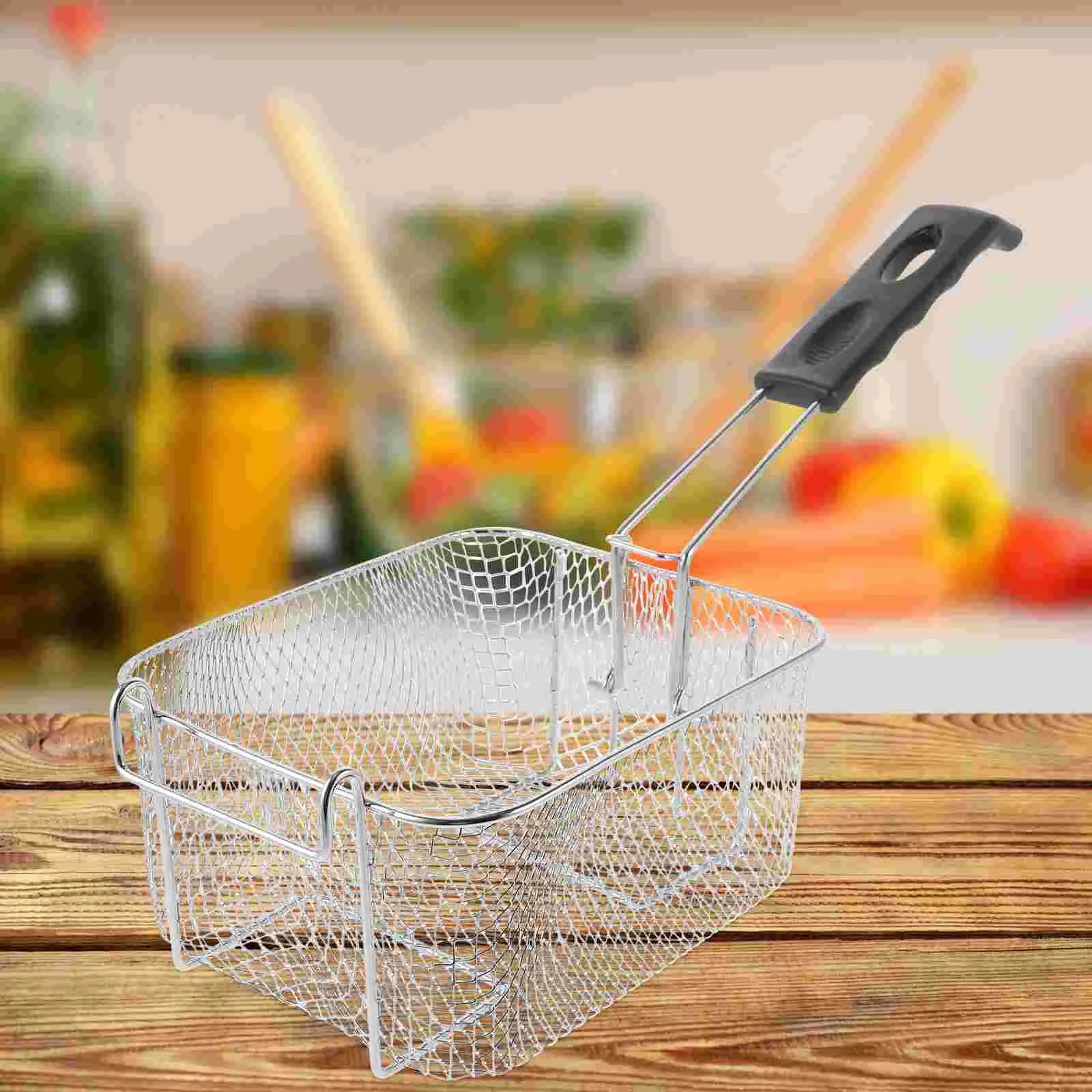 

Deep Turkey Fryer Basket Stainless Steel Square French Turkey Fryer Basket Holder with Handle Wire Frying Strainer for Mesh