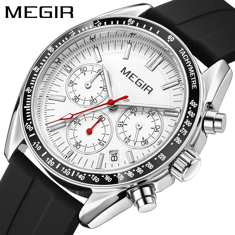 

MEGIR Top Brand Luxury Men's Watches for Men Waterproof Luminous 24 Hours Chronograph Quartz Wristwatch Date Sports Watch