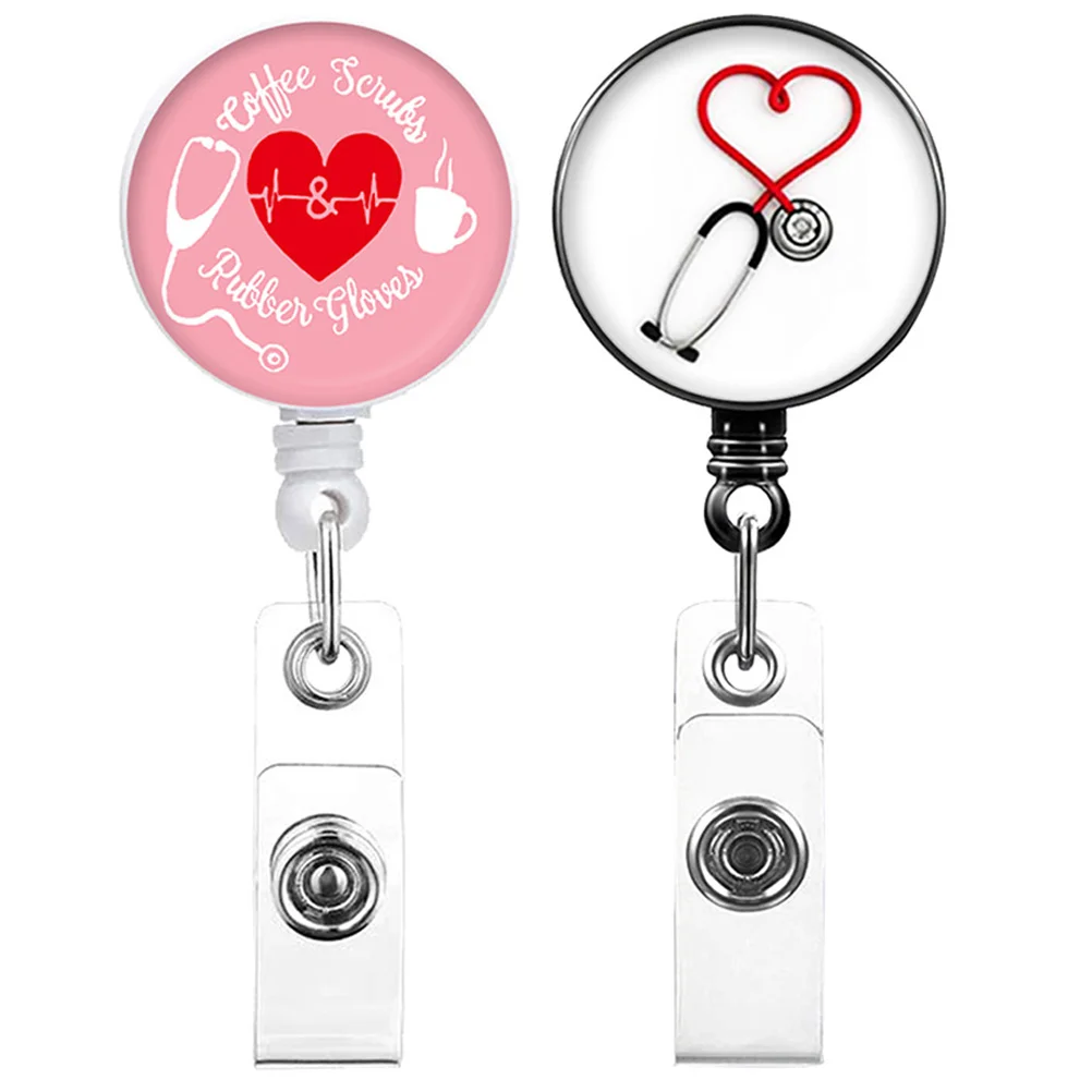 

2 Pcs Labels Badge Retractable Holder Portable Clip Love Abs Coat Holders Nurse
