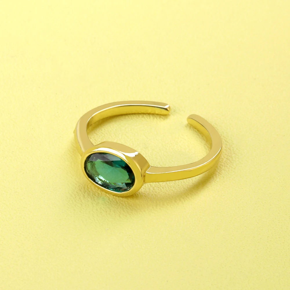 

Women's Oval Green Zircon Engagement Rings Delicate Vintage High-quailty Gold Plated Finger Rings Wedding Accessories Jewelry