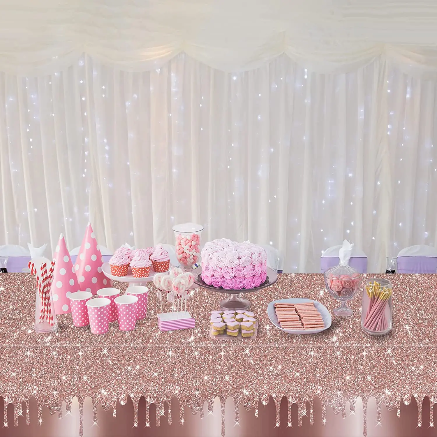 Набор Одноразовой Посуды С Блестящей Золотой Розой И Блестками Украшение Для