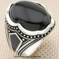 retro jewelry turquoise ring mens alloy inlaid tricolor turquoise ring mens domineering business fashion hand jewelry