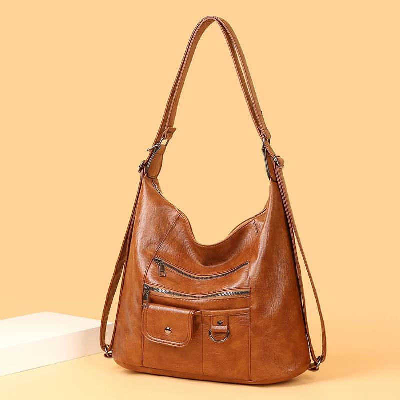 

2023 Celela Crossbody Shoulder Bag Women's New Large Capacity Fashionable Retro Multi-Pocket PU Soft Leather Women's Handbag Bag