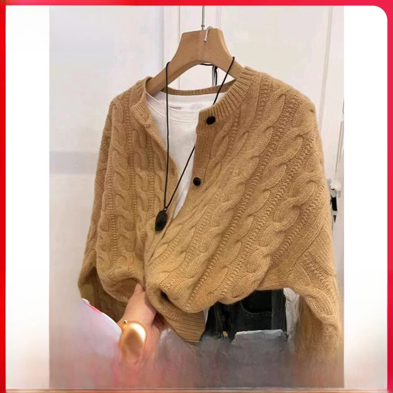 Женский кардиган Twist 00 свитер из чистого кашемира осень 2024 свободные европейские