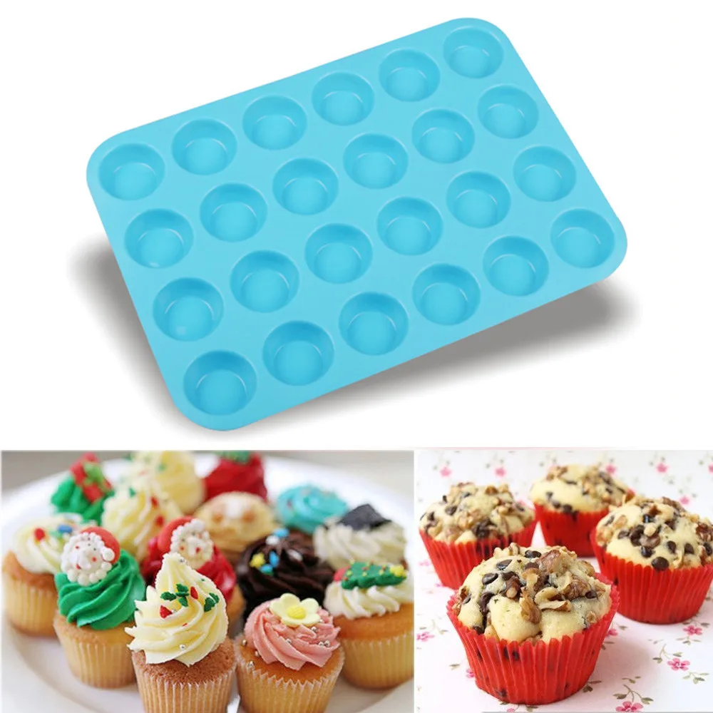 

2023 24 Cavity Mini Muffin Silicone Mold Fondant Cake Tools Clay Candy Jelly Chocolate Cookies Cupcake Decorating Tray Molds