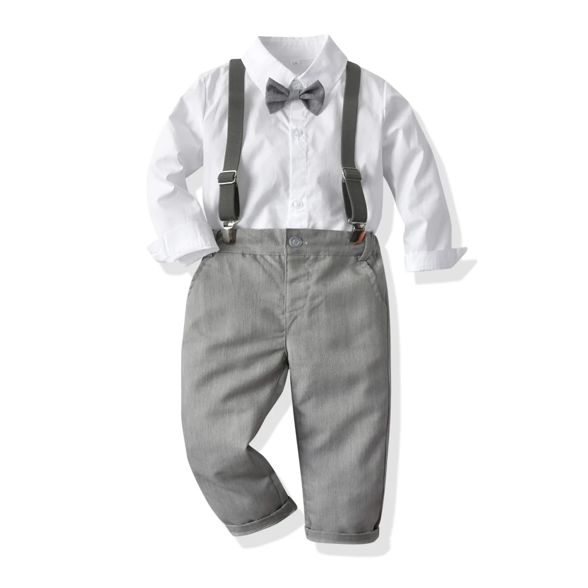 

Children's Suit Boy's White Shirt Bow Tie Suspender Full Moon Suit Autumn Children's Banquet Grab Week Outfitkids Clothing Sets