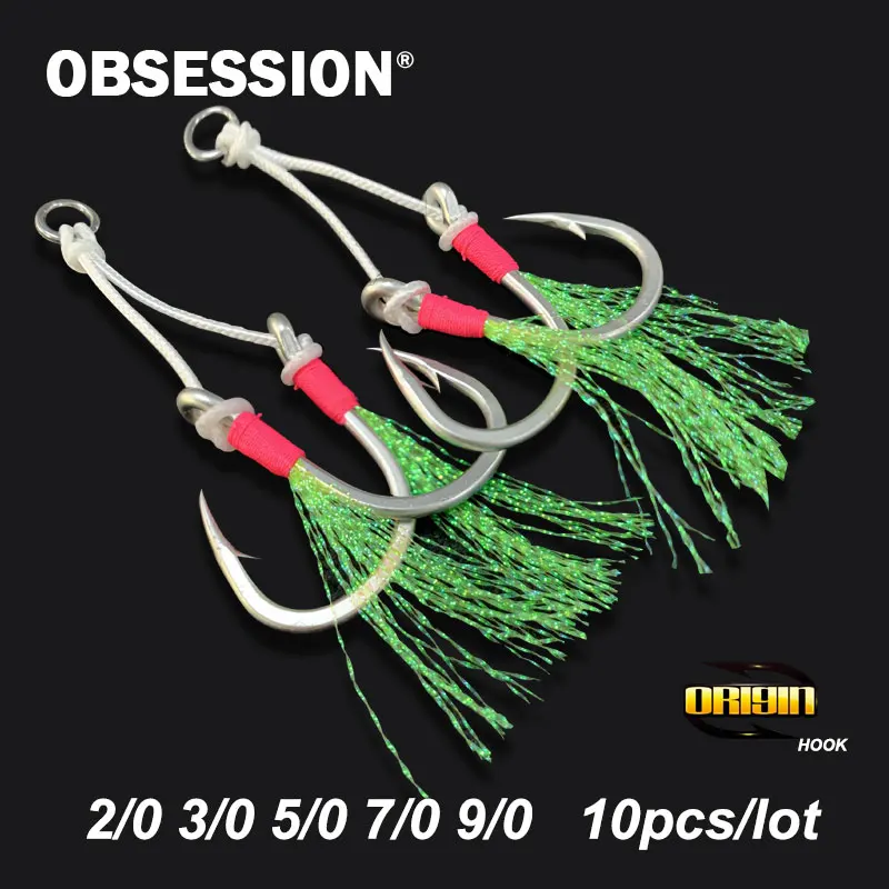 

OBSESSION 2/0 3/0 5/0 7/0 9/0 ORIGIN SJ41 Twin Assist Barbed Carbon Hook Metal Jig Fishing Accessories pesca Slow Jigging Hooks