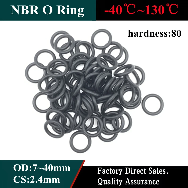 

20pcs Nbr Pressure and Oil Resistant Pneumatic O-ring Hydraulic Sealing Gaskets Ring Nitrile 80 Degree OD 7~40mm CS 2.4mm Washer