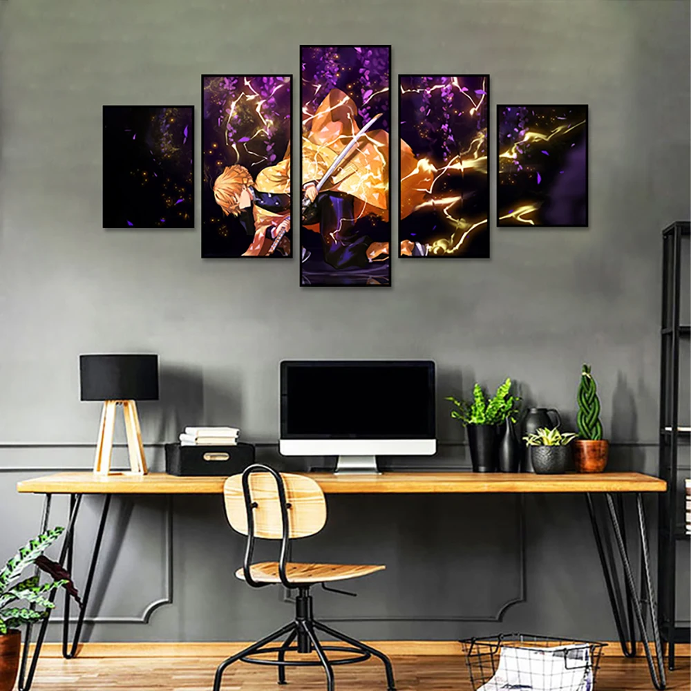 Плакат аниме рассекающий демонов агатсума зенитсу пять картин комбинированная